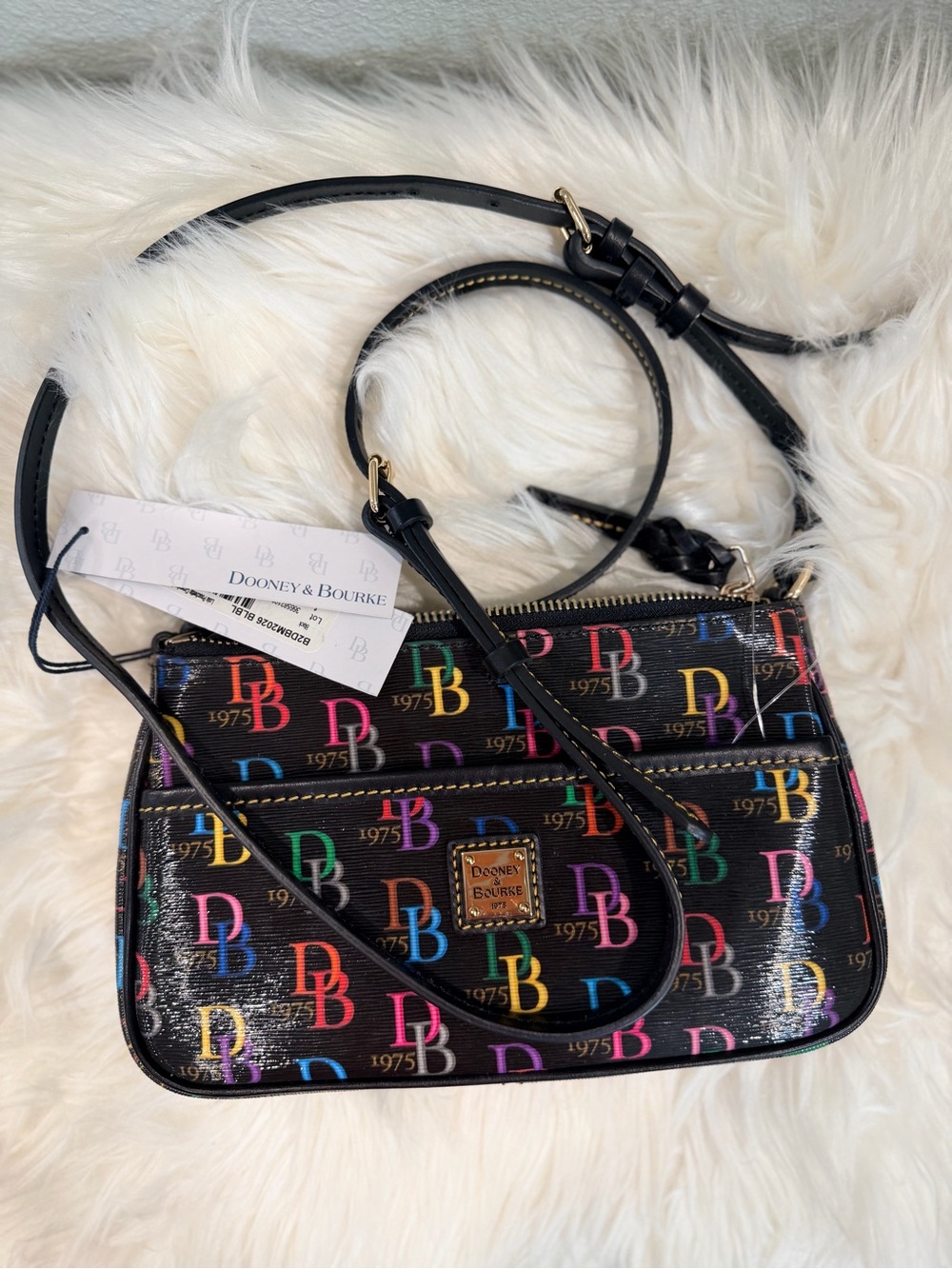 Dooney & Bourke Multi Black Crossbody with Colorful Monogram Accents